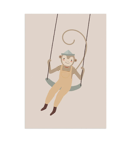 Monkey Swing A3 Print | Affe auf der Schaukel