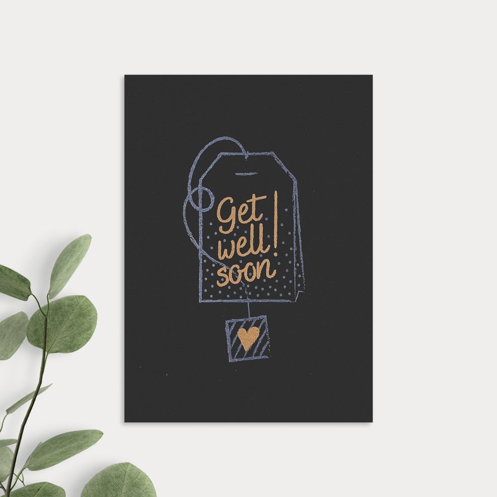 Postkarte *Get well soon* CHALK TALES  | Black Edition