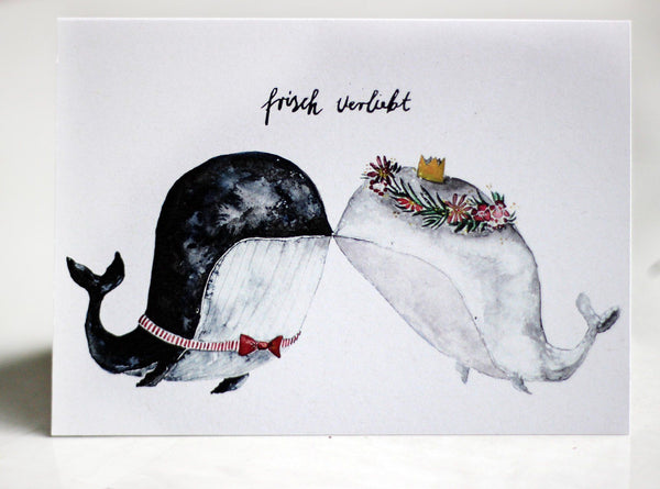Grußkarte - frisch verliebt | Hochzeit | Wale