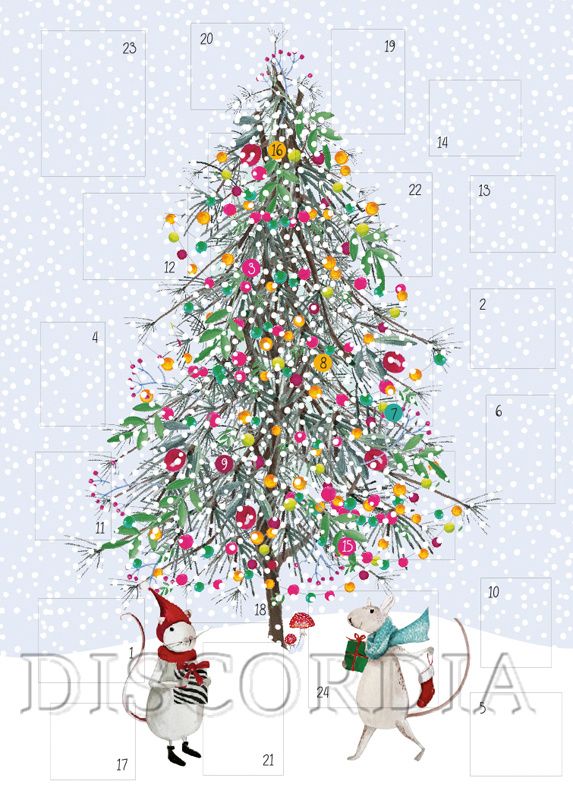 Adventkalender *Mäuse vor Weihnachtsbaum* A6
