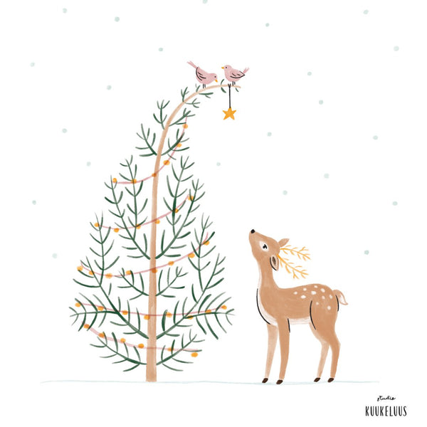 Weihnachtskarte *winter wonder wishes* Waldtiere Hirsch