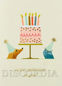 Grußkarte *Happy Birthday to you!* Hund und Katze