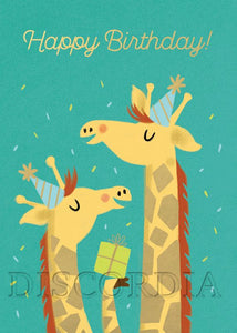 Grußkarte *Happy Birthday!* Giraffen