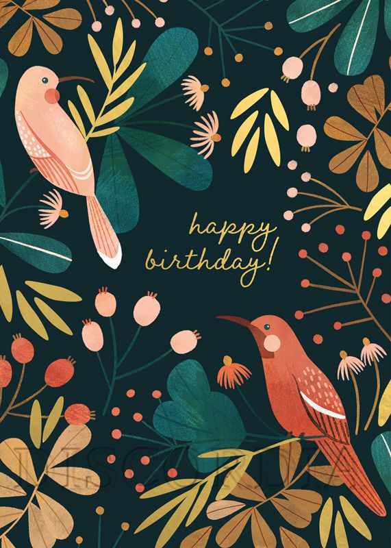 Grußkarte *Happy Birthday* Vögel