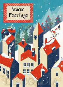 Weihnachtskarte *Schöne Feiertage* Dorf Nostalgie
