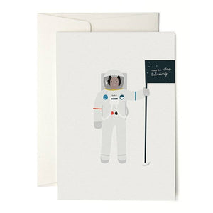 Astronaut *never stop believing* Grußkarte von Pleased to meet