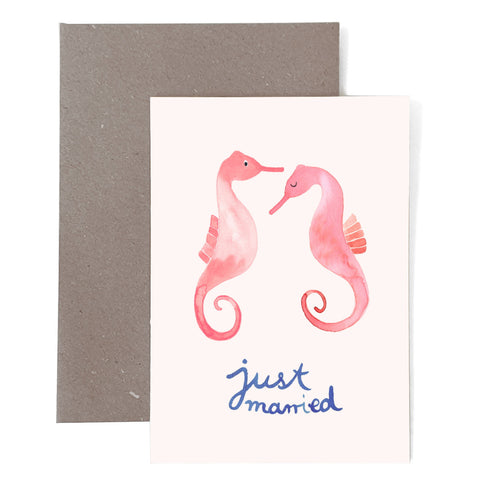 Grußkarte *Just married* (Seepferdchen)