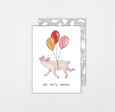 Grußkarte *YOU PARTY ANIMAL !* Schwein | Somaj GK