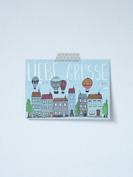 Postkarte Stadt *Liebe Grüße*