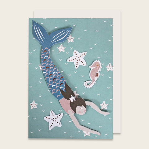 Glückwunschkarte *Meerjungfrau* inkl. Dekoelementen und Umschlag A5