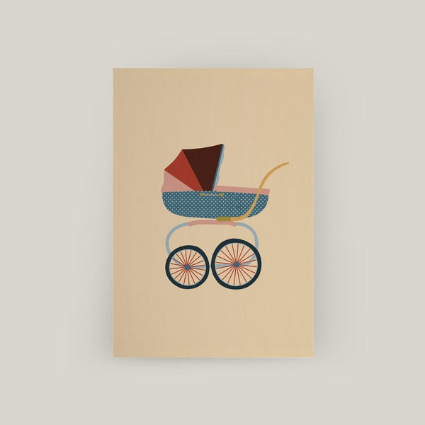 Grußkarte NEW BABY Kinderwagen