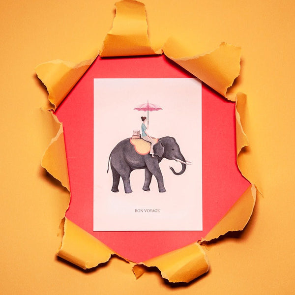 Grußkarte BON VOYAGE Elefant