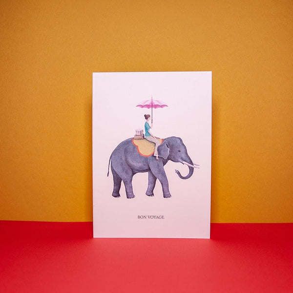 Grußkarte BON VOYAGE Elefant