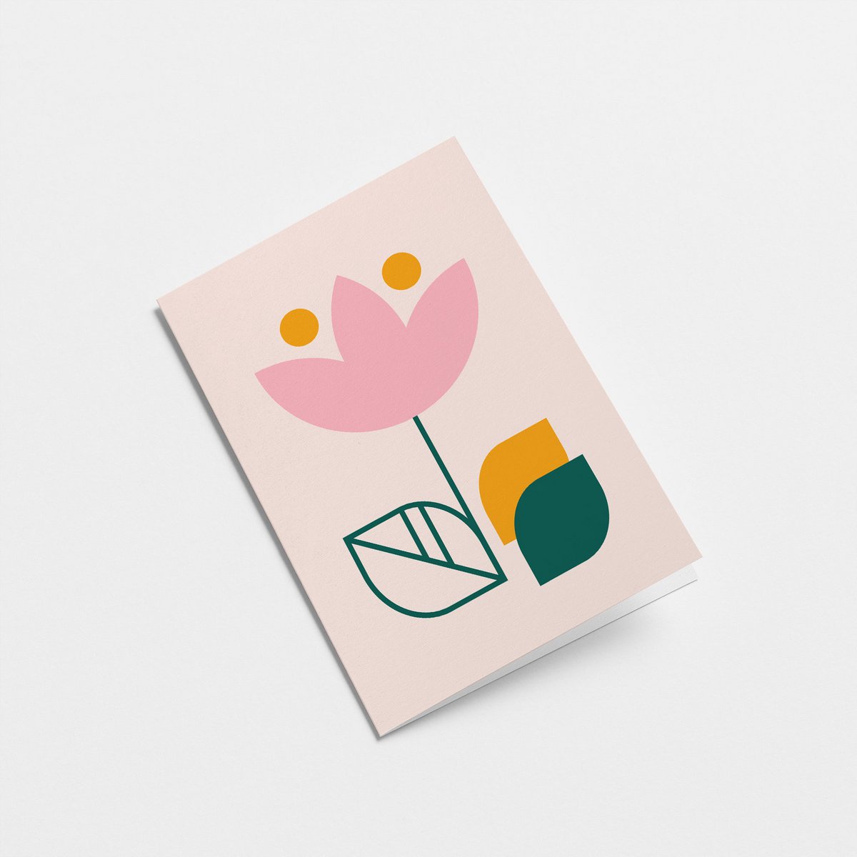 Grußkarte *Blume Nr. 2* rosa gelb / Ohne Text