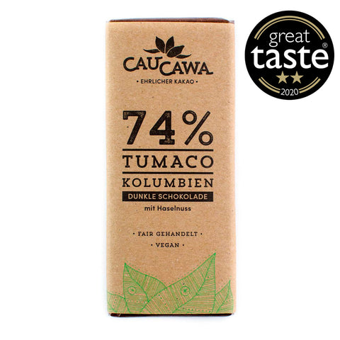 Caucawa Schokolade 74 % • HASELNUSS • 70