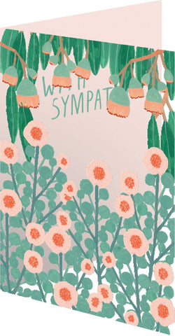 Trauerkarte WITH SYMPATHY Blumen Lasercut