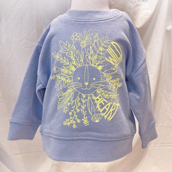 Baby & Kinder Sweatshirt *WILD AT HEART* Löwe - serene blue