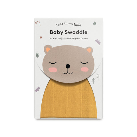 Baby Swaddle - Ochre | Musselin Tuch Biobaumwolle