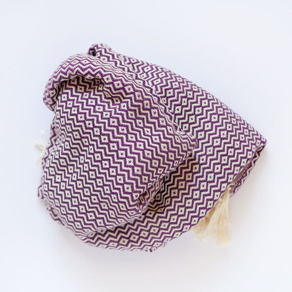 Webtuch - Schal - Decke "Coffee Beans" aus Baumwolle | violett