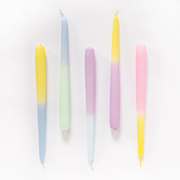 Kerze Dip Dye Pastell by Yuna | blau + gelb