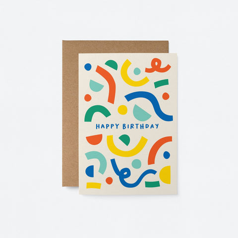 Grußkarte *Happy Birthday* bunte Formen