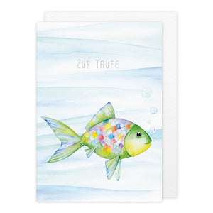 Grußkarte *Zur Taufe* Regenbogenfisch