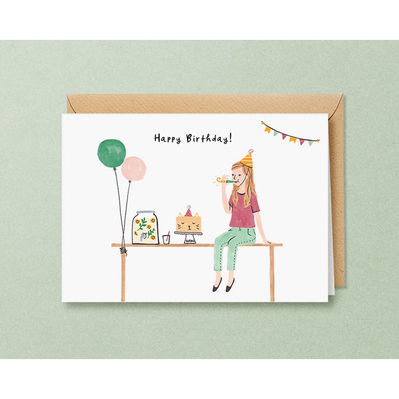 Grußkarte *Happy Birthday* Partytisch